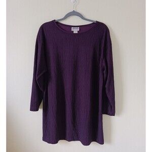Avon Style Tunic Top Crew Neck 3/4 Sleeve Purple Size M